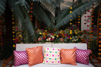 Lounge and Backdrop — Mehendi decor — Taj Exotica